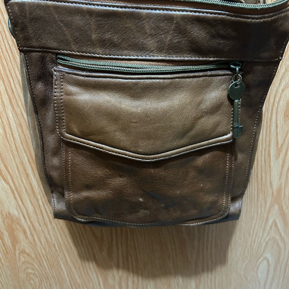 Fossil Brown Leather Crossbody Bag